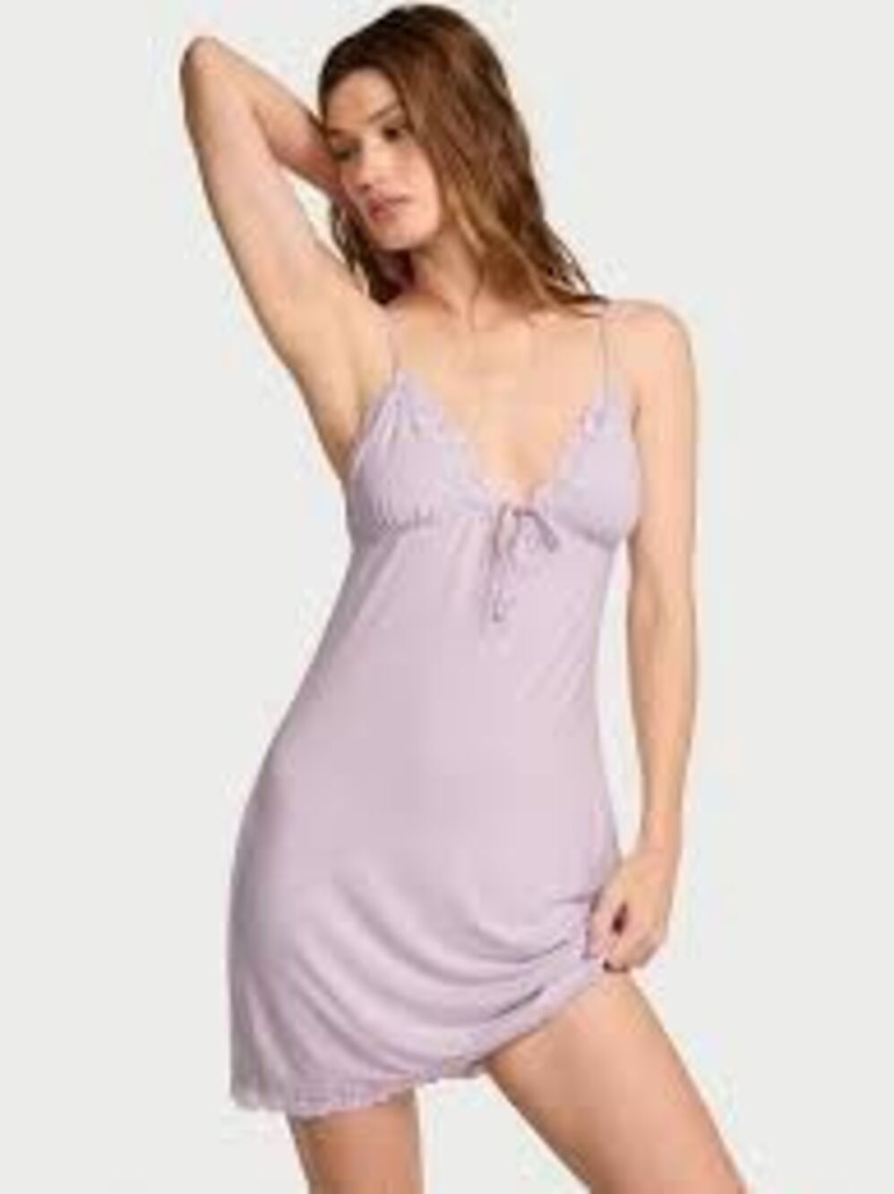 VICTORIA'S SECRET SoSoft™ Modal Lace-Trim Tie-Front Slip Dress